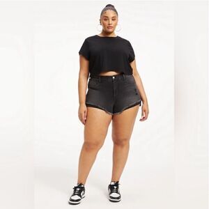 Good American Womens Good Curve Distressed High Waist Cutoff Shorts Plus Size 22